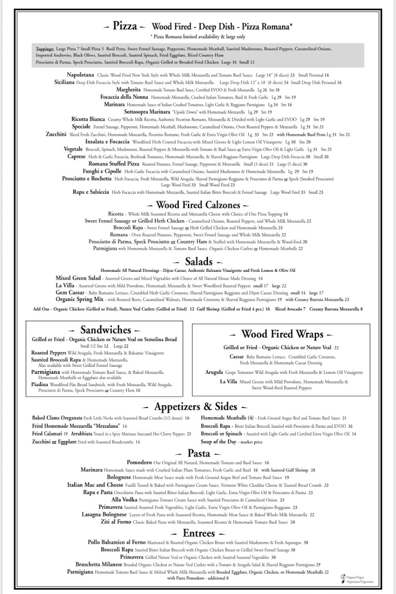 La Villa Pizzeria Menu - Image 2
